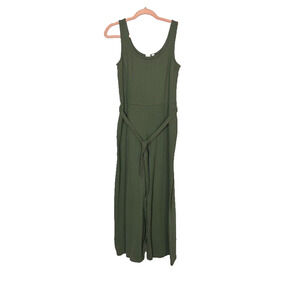 Gap Jumpsuit Womens Medium Ribbed Sleeveless Easy Belted Greenway Wide Leg